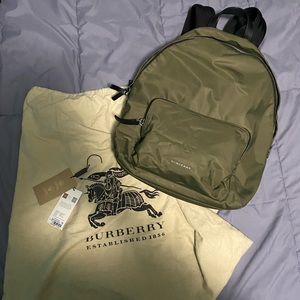 Burberry unisex olive green nylon backpack